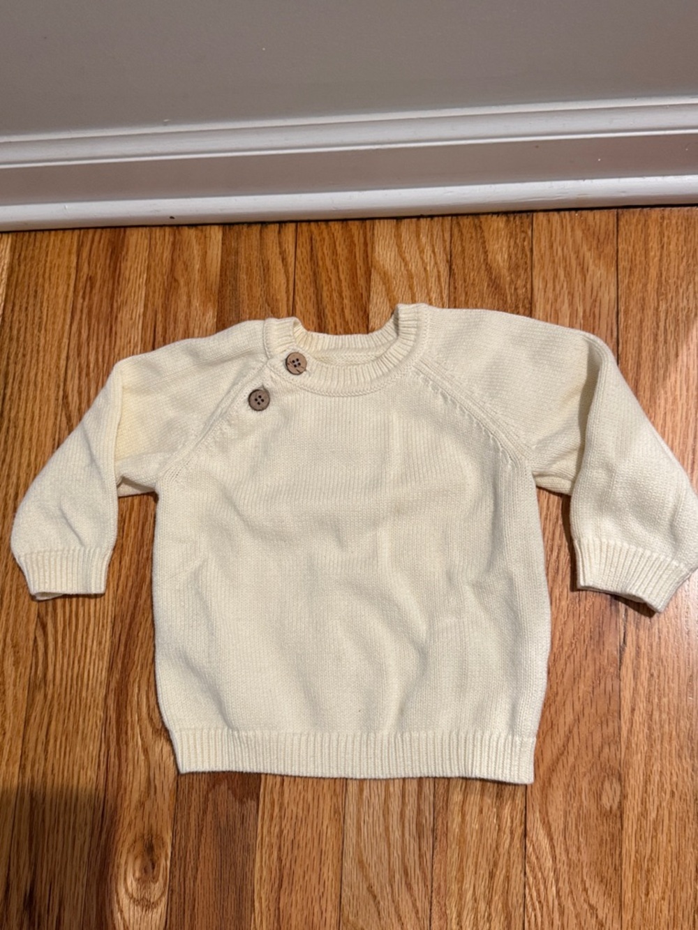 Cream Knit Baby cotton Sweater with Button Detail 18 month baby boy